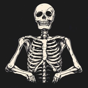 黑白骷髅插画 姿态独特