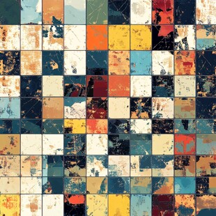 复古拼贴风多彩方块图案