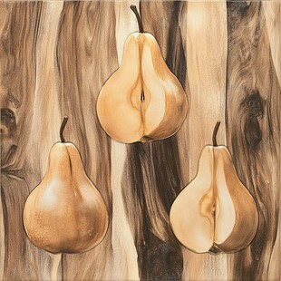 木背景上的三个梨子插画