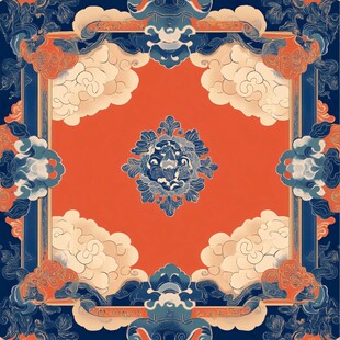 中式传统云纹祥兽图案设计