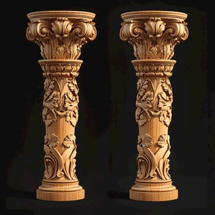精美雕花罗马柱模型展示