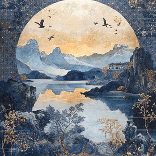 月夜山水图