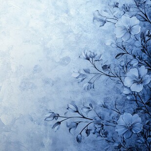 蓝调花卉背景图