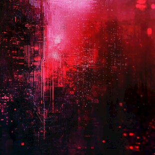 红色赛博朋克风数字背景