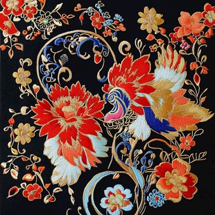 中式刺绣花卉凤凰精美图案