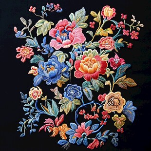 精美刺绣花卉图案展示