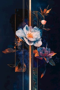 梦幻花卉几何元素艺术画