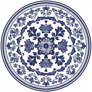 青花瓷盘花纹图案设计