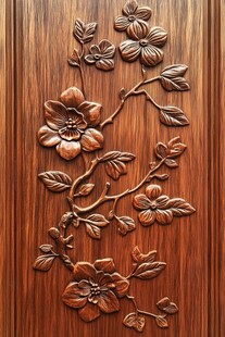 木雕花卉图案 工艺精湛