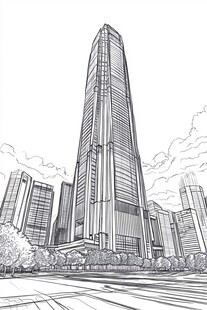 摩天大楼城市线条艺术图