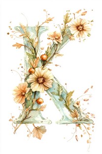 花卉装饰的字母K