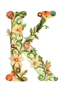 花卉装饰的字母K