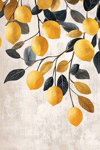 柠檬枝叶装饰画