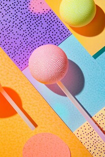 多彩圆球与几何背景组合