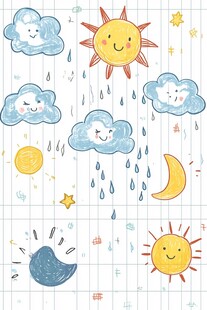 可爱天气元素插画图案