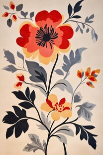 复古花卉图案插画