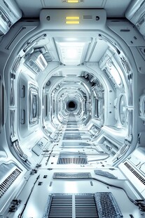 未来感科幻风太空舱内部