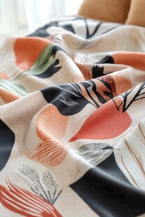 抽象植物图案的多彩织物