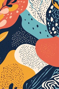 抽象多彩几何植物图案背景