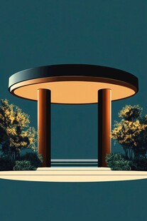 圆形亭台的静谧景观