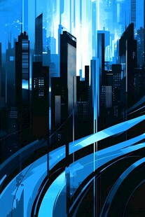 未来都市霓虹夜景