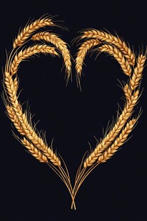 心形麦穗图案