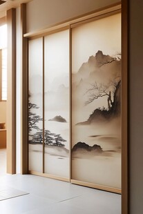 日式山水屏风 静谧雅致