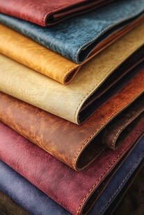 多彩皮革堆叠展示