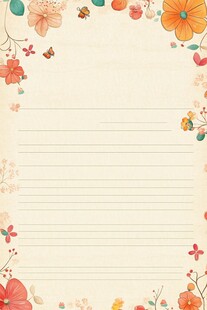 手绘花卉边框信纸模板