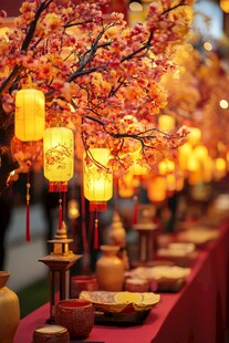 中式古风装饰下的雅宴场景