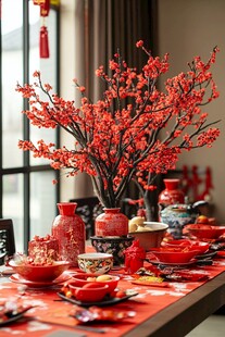 新春喜庆中式餐桌布置