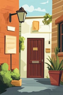 宁静小巷中的温馨入户场景