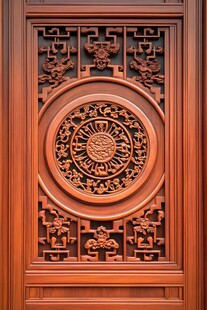 中式木雕门饰精美细节