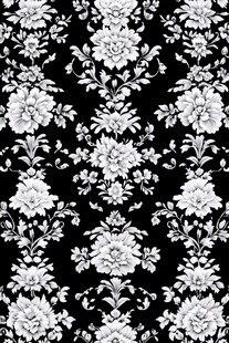 黑白花卉无缝图案纹理