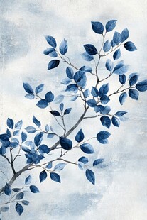 蓝叶枝蔓 清新手绘风