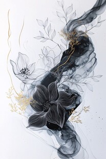 墨韵金花 灵动花卉艺术绘