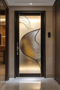 奢华艺术玻璃入户门设计