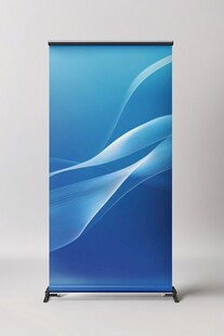 蓝色动感波浪展架设计