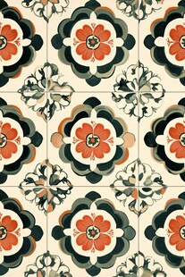 复古花卉几何瓷砖图案