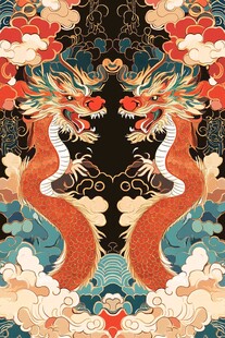 双龙戏珠中式传统图案