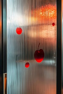 红苹果装饰的纹理玻璃