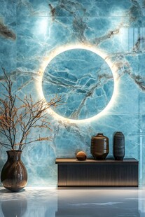 蓝晶玉石墙面的雅致陈设