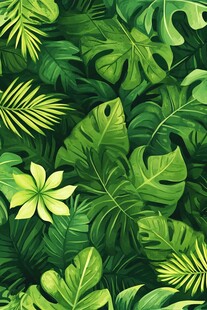 热带绿植花卉无缝图案