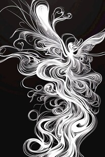 飘逸线条构成的抽象精灵