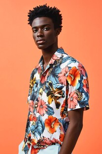 男士身着印花衬衫时尚亮相