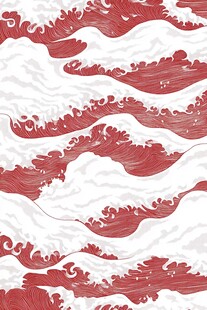 红白海浪图案纹理背景