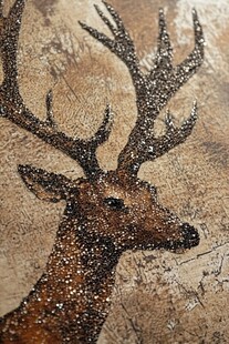 闪粉装饰的雄鹿头部图案