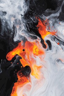 水火交融抽象艺术画面