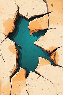 干裂土地现幽深蓝洞