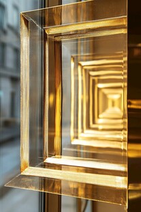 金色金属框架的空间纵深感